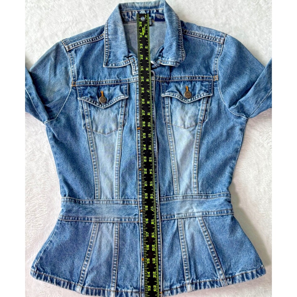 Periscope‎ Jean Jacket Women Size Small Blue Denim Fitted Waist - Picture 13 of 16